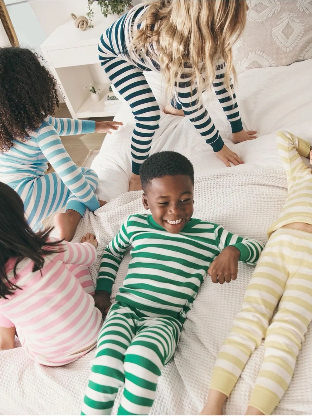 Two sets of Hanna Andersson Grey Striped Kids Pajamas, size 10 and 12. New!